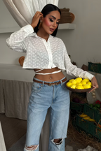 White Crop Shirt Whisper