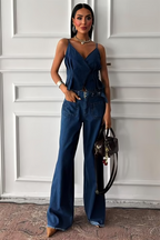 Belt Detailed Denim Suit