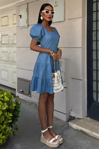 Summer Detailed Tencel Dress Light Blue