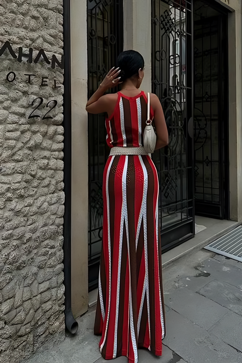 Stripes Dress Scarlet