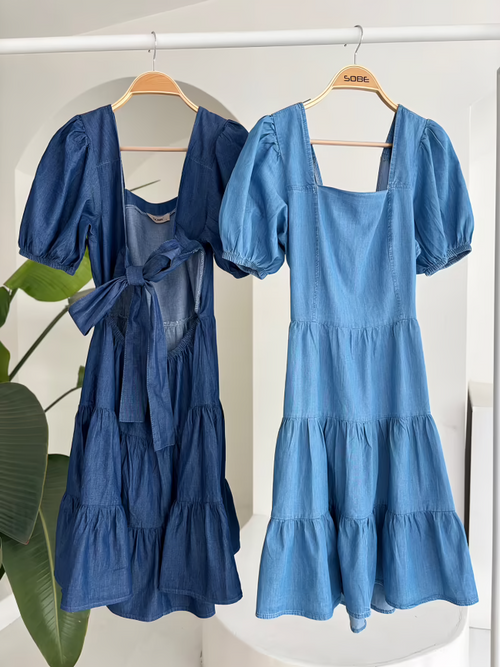 Summer Detailed Tencel Dress Light Blue