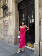 Backless Satin Dress Orchid Fuchsia