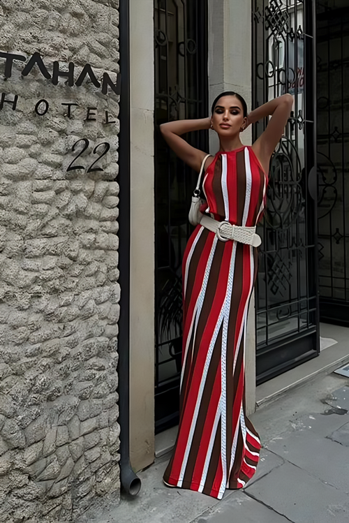 Stripes Dress Scarlet
