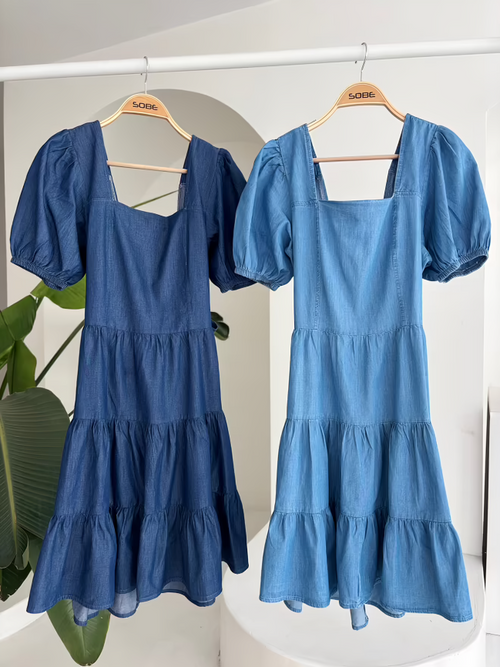 Summer Detailed Tencel Dress Light Blue