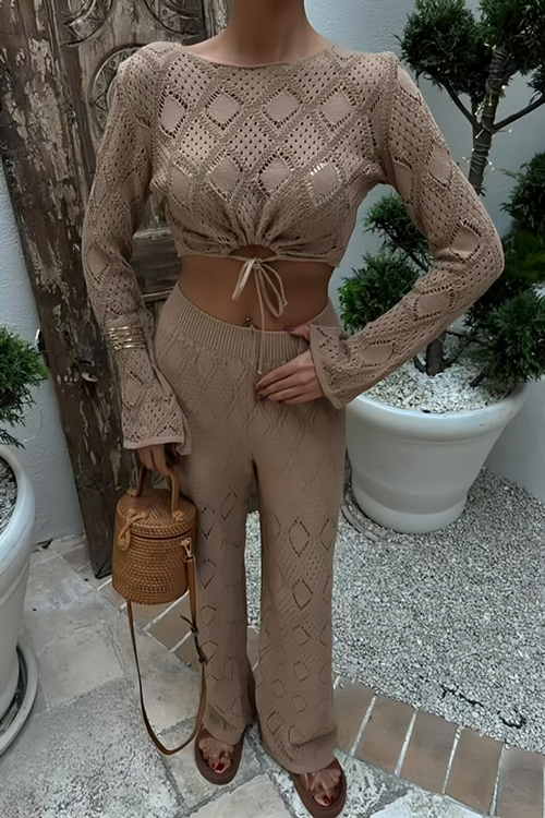 Summer Blouse & Pants Set Selene Mocha