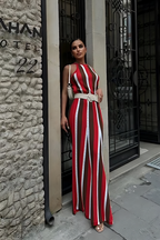 Stripes Dress Scarlet