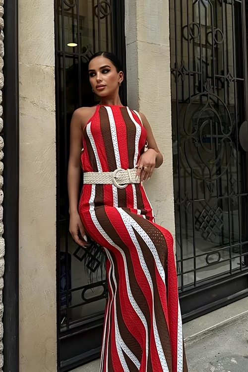 Stripes Dress Scarlet