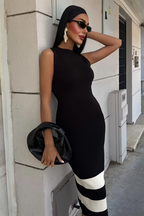 Stripe Detailed Knitwear Dress Black