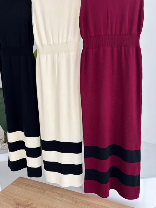 Stripe Detailed Knitwear Dress Black