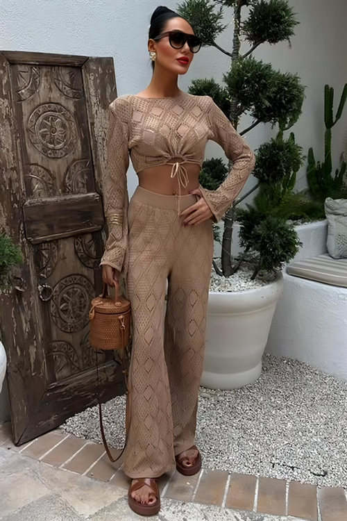 Summer Blouse & Pants Set Selene Mocha