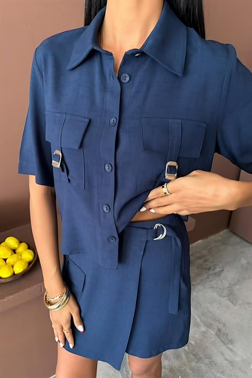Summer Linen Suit Navy
