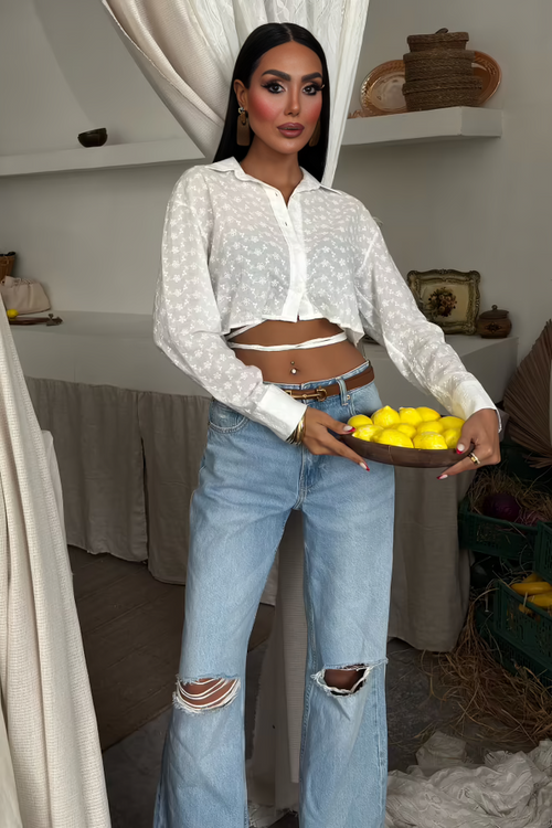 White Crop Shirt Whisper