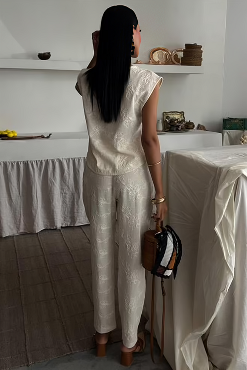 Embroidered Suit Creme