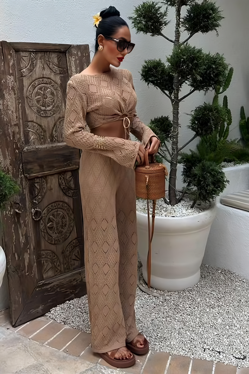 Summer Blouse & Pants Set Selene Mocha