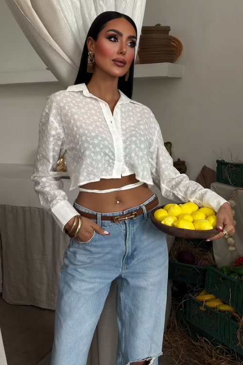 White Crop Shirt Whisper