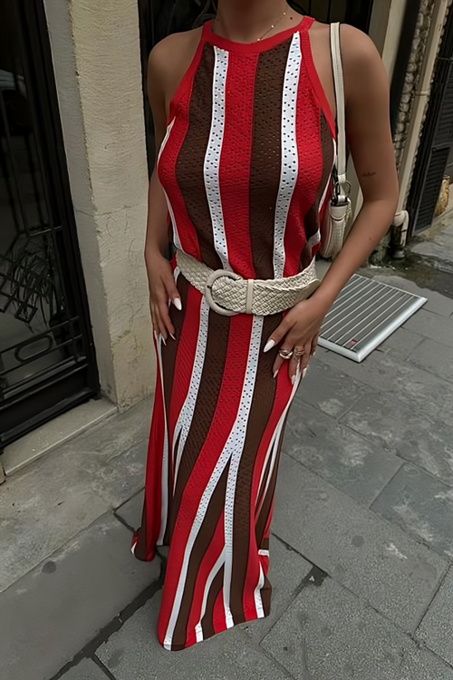 Stripes Dress Scarlet