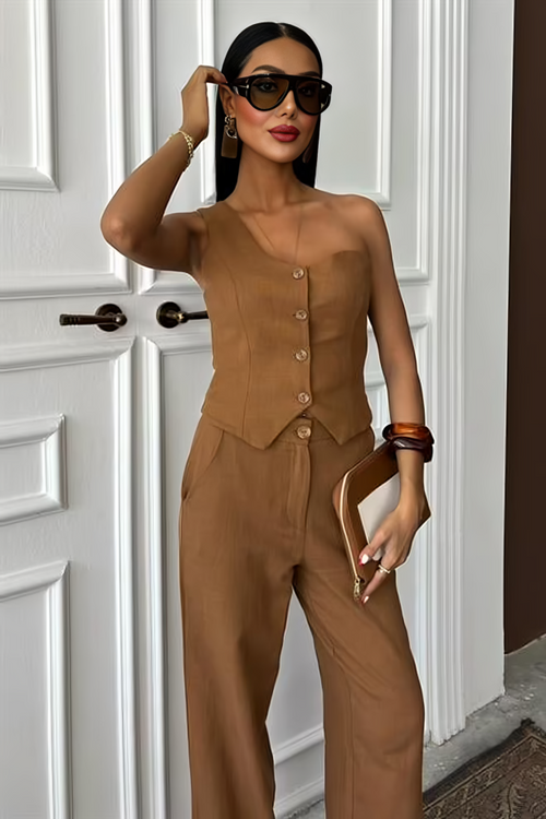 One-Shoulder Bustier Suit