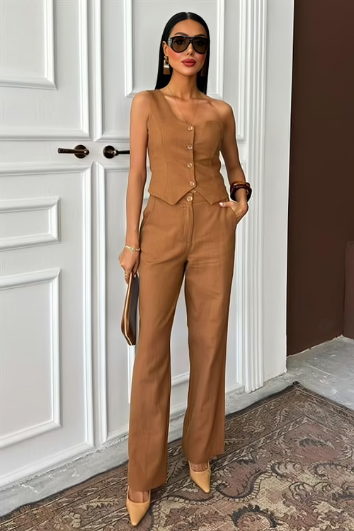 One-Shoulder Bustier Suit