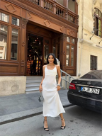 Backless Satin Dress Orchid White