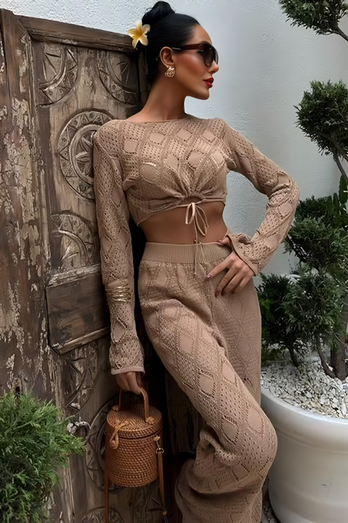 Summer Blouse & Pants Set Selene Mocha