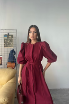 Puff Sleeves Dress Maraschino