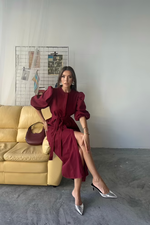 Puff Sleeves Dress Maraschino