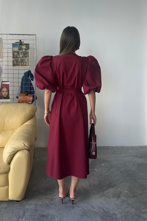 Puff Sleeves Dress Maraschino