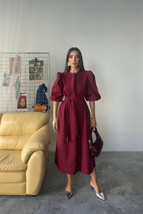 Puff Sleeves Dress Maraschino