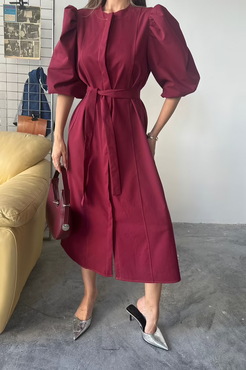 Puff Sleeves Dress Maraschino