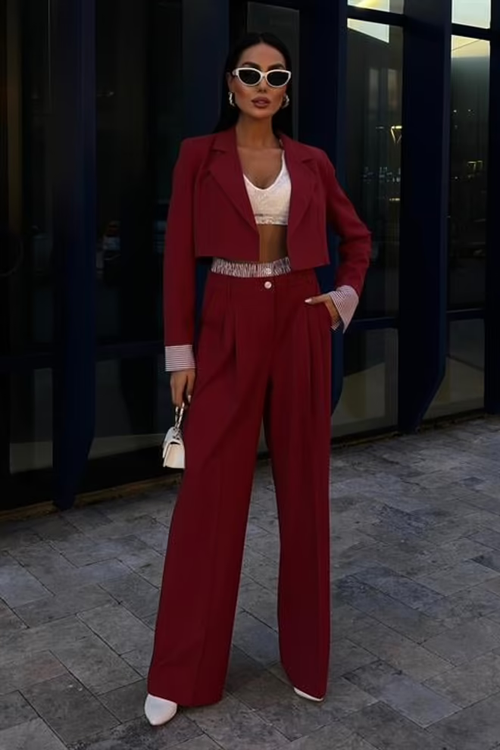 Crop Jacket Suit Vérité Red