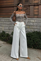 Wide-leg trousers Wave White