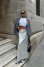 Silver Midi Skirt