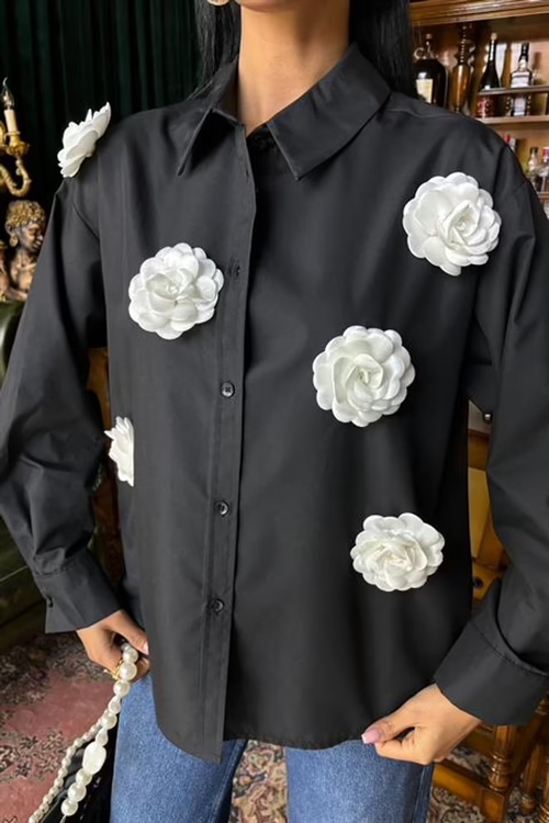 Poplin Shirt Rosa Black