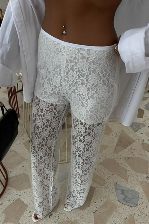 Lace Trousers Marina White