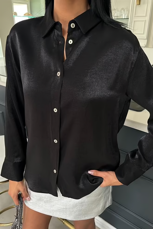 Satin Luxe Shirt Velora Black