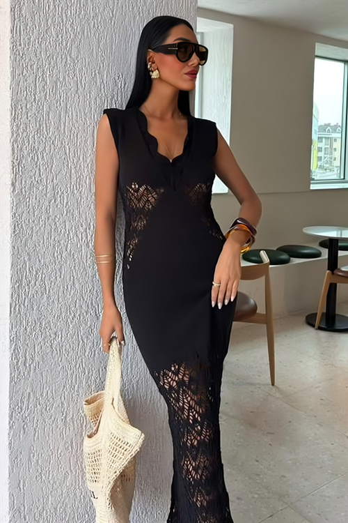 Long Summer Dress Tide Black