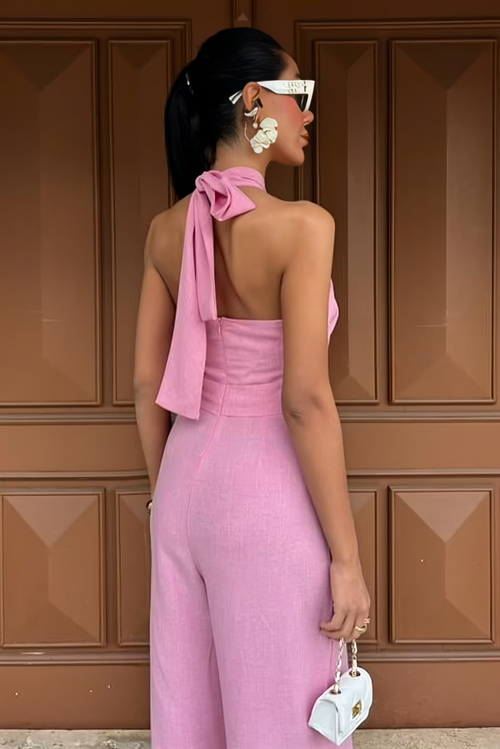 Linen Jumpsuit In Pink