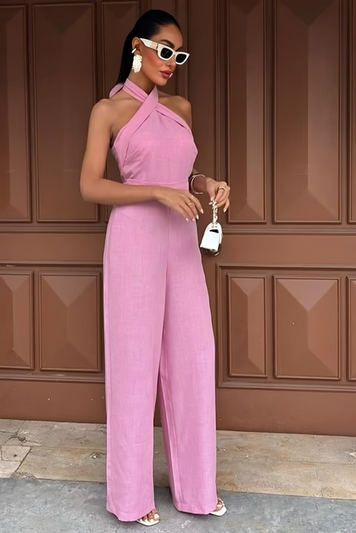 Linen Jumpsuit In Pink