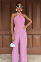 Linen Jumpsuit In Pink