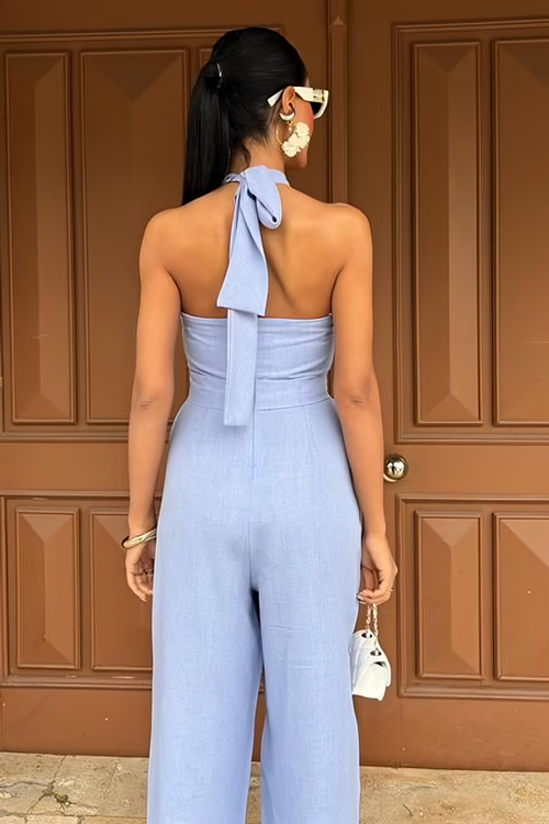 Linen Jumpsuit In Blue