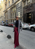 Satin Maxi Skirt Ophelia Burgundy
