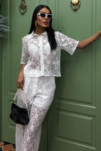 Lace Suit Plum White