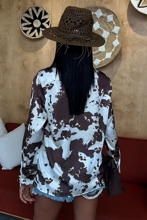 Satin Skirt with Brown Pattern