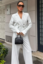 Garnished Cuffs Suit Grey